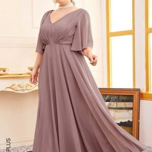 Plus Flutter Sleeve Draped Maxi Dress SHEIN